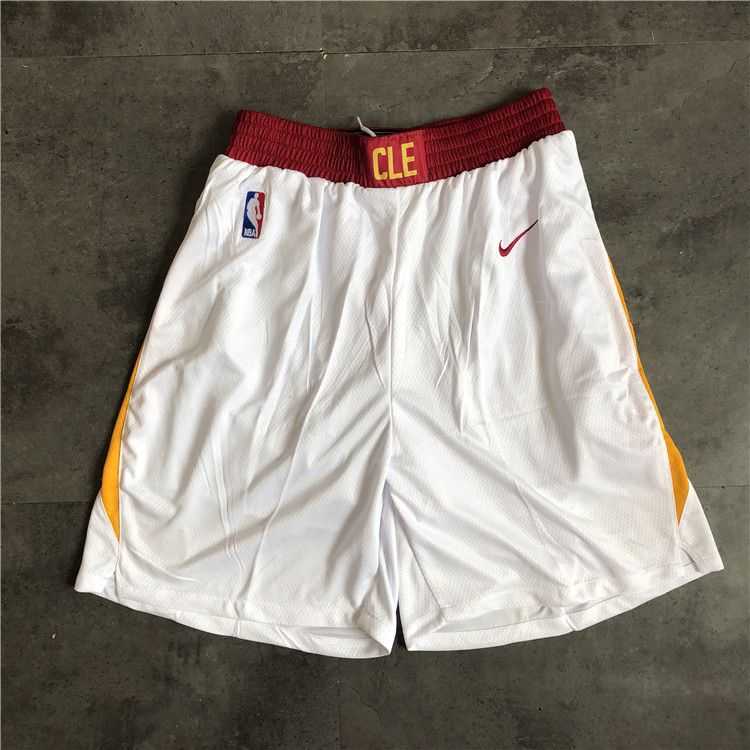 Men NBA Cleveland Cavaliers White Nike Shorts 0416